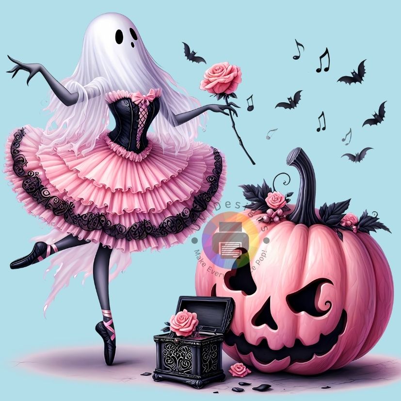 Ghost ballerina with pumpkin