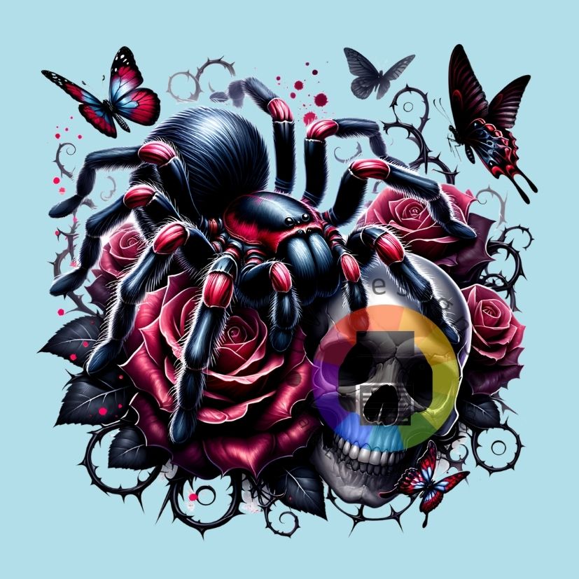 Zwarte rode spin - skull - rozen