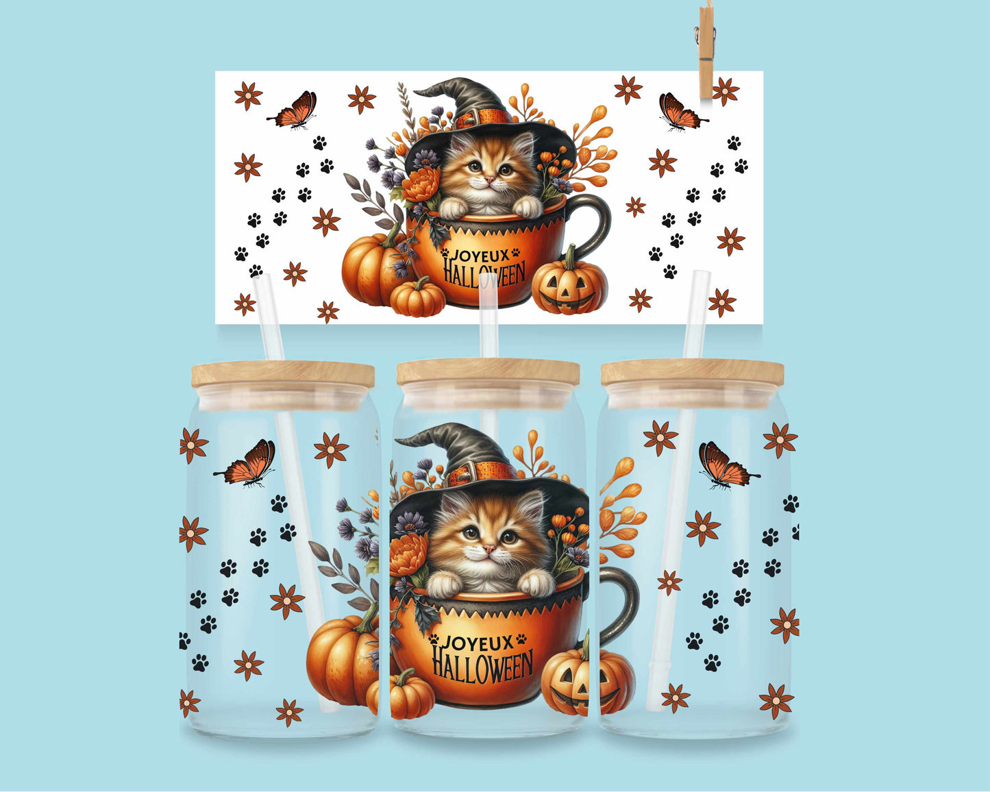 16oz Halloween Kitten in Pumpkin #2