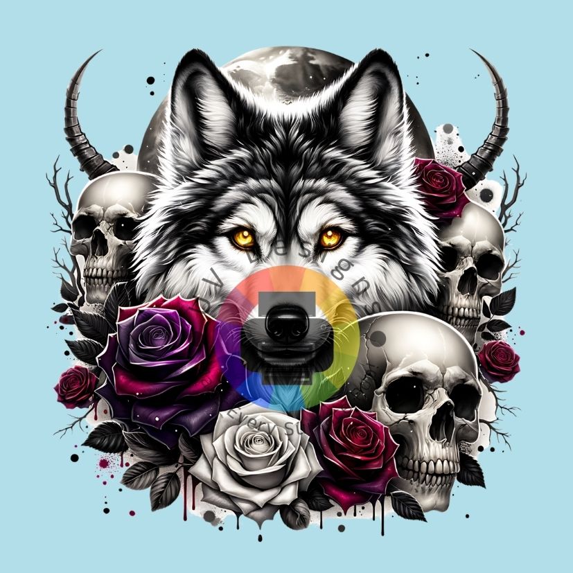 Wolf - skull - rozen