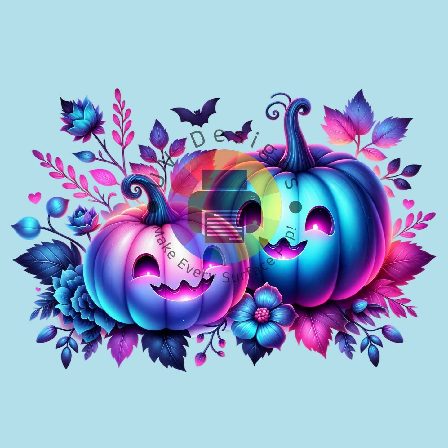 7 cm 2 pompoenen met bloemen