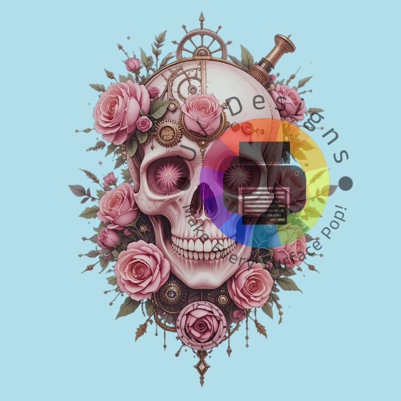 Steampunk skull met rose rozen nr 1