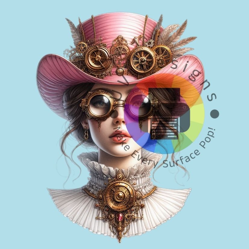 Steampunk vrouw met roze hoed