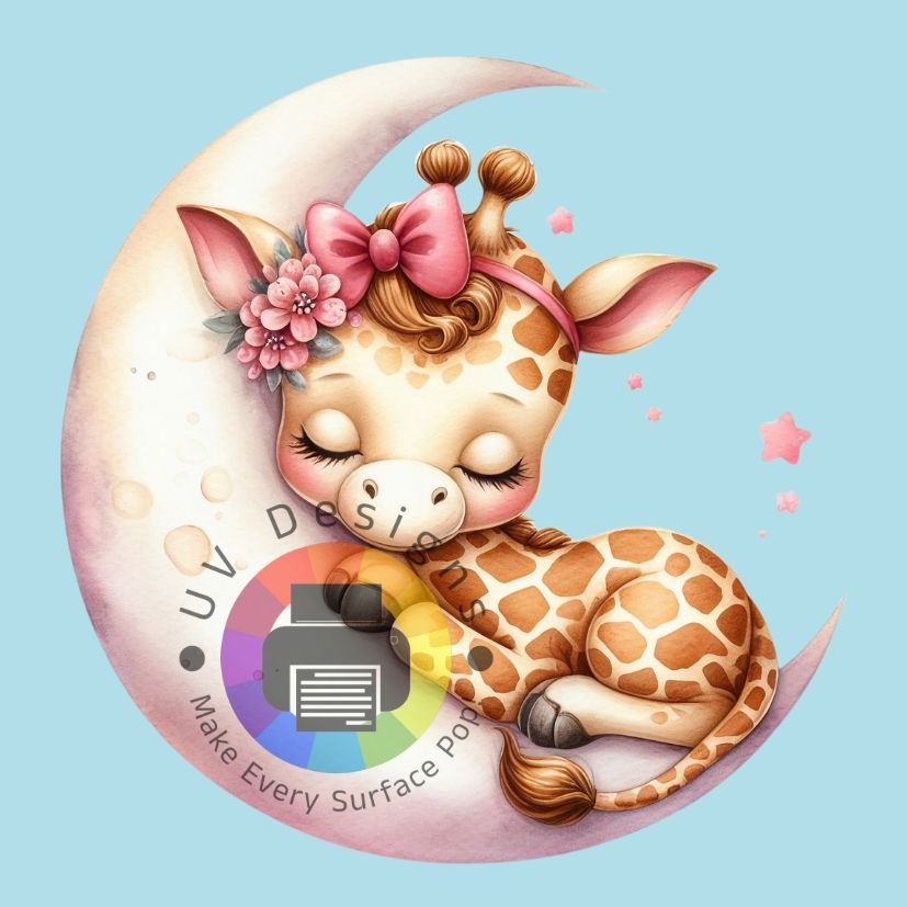 Kinder giraf - maan - roze