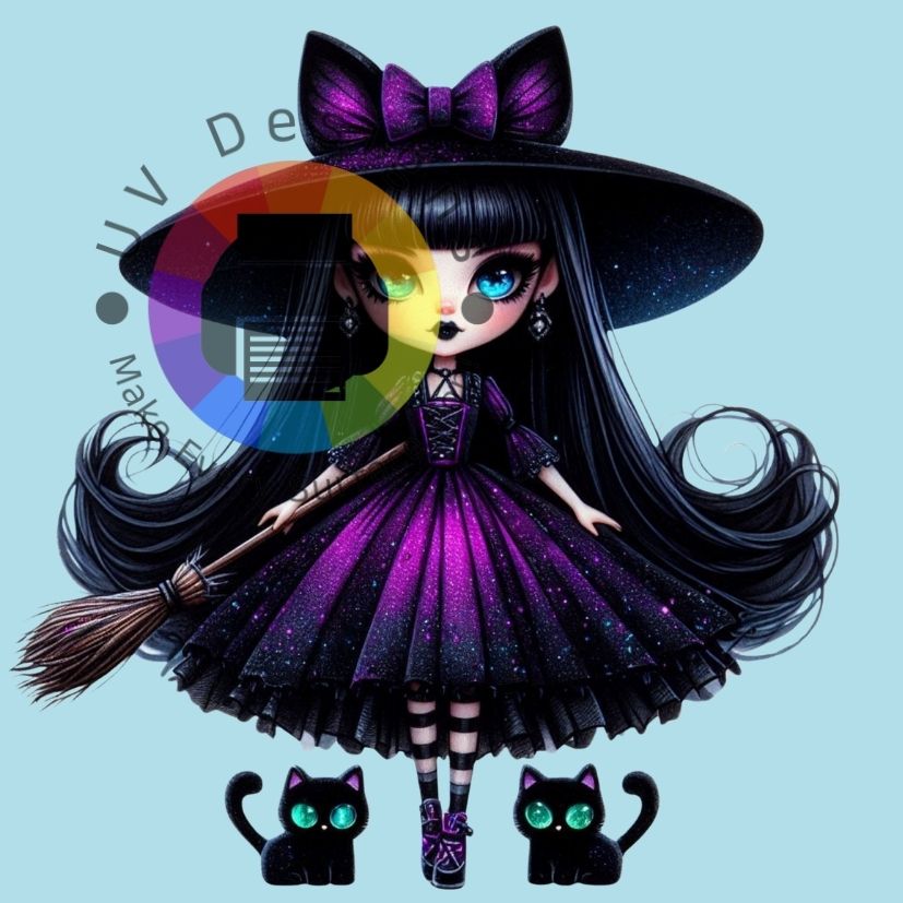 Zwart - paars heksje met zwarte cat nr 3