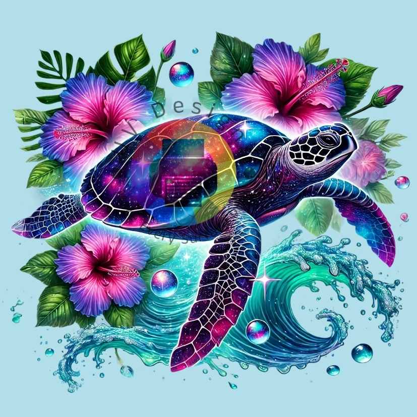 Turtle with flowers no. 3