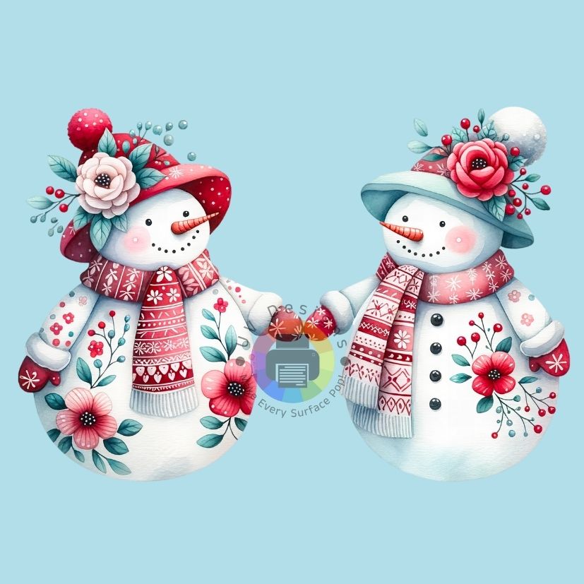 12 cm Flowered Snowman and Woman No. 1
