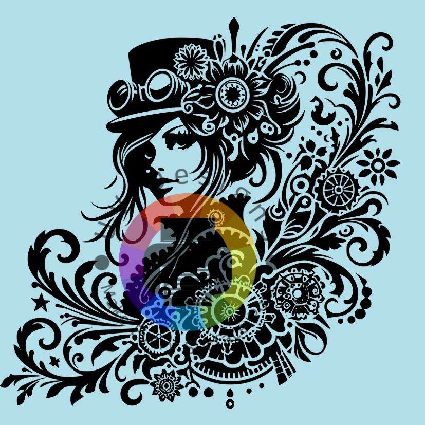 Steampunk vrouw - zwart