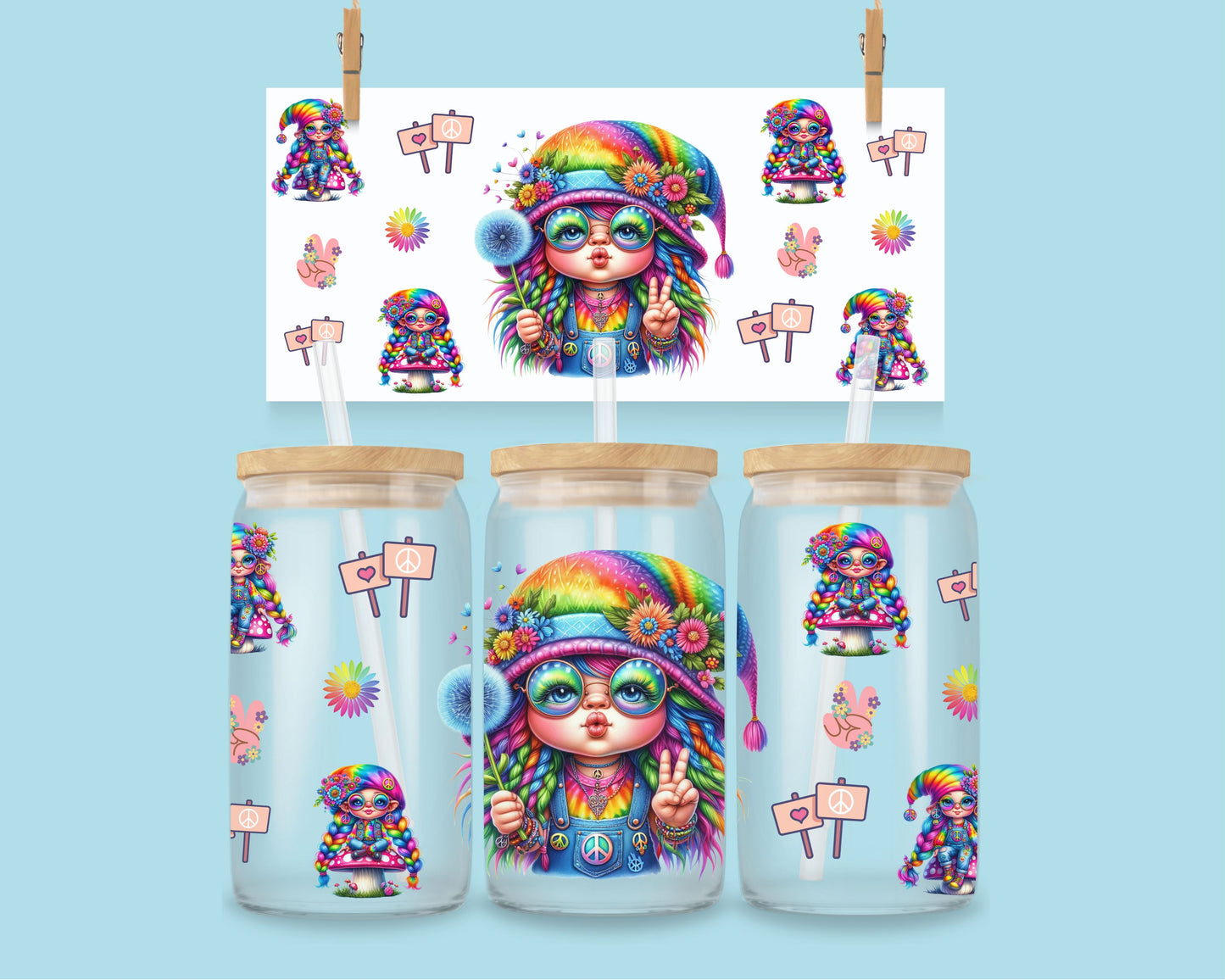 16oz Regenboog hippie gnome