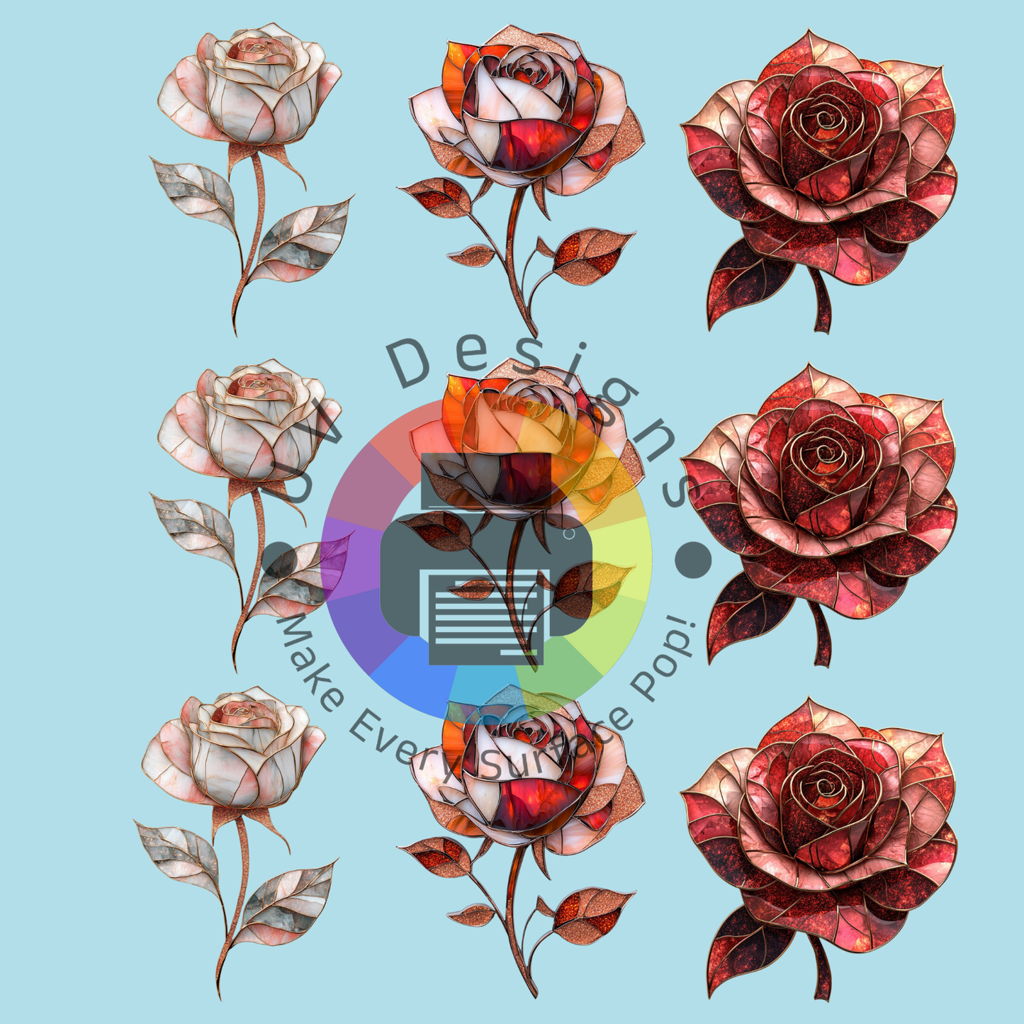 4 cm Stained glass rozen