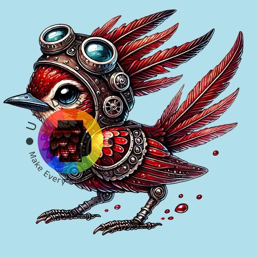 Red steampunk bird no. 4