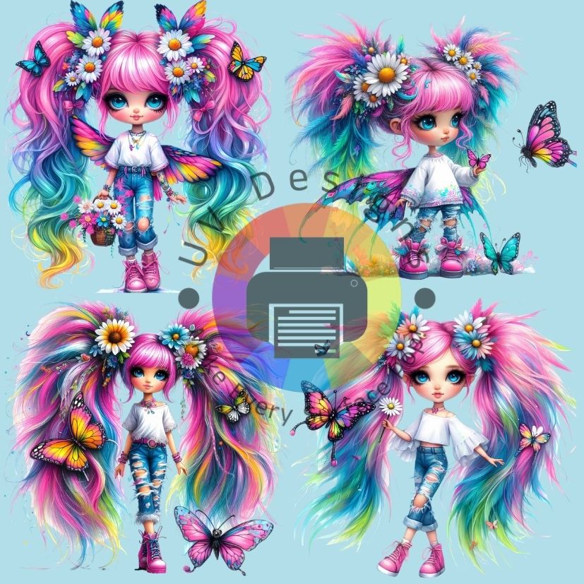 4 Roze vlinder meisje