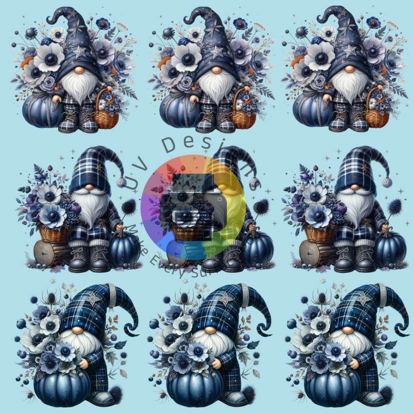 4 cm Kabouters met pompoen - blauw nr 2