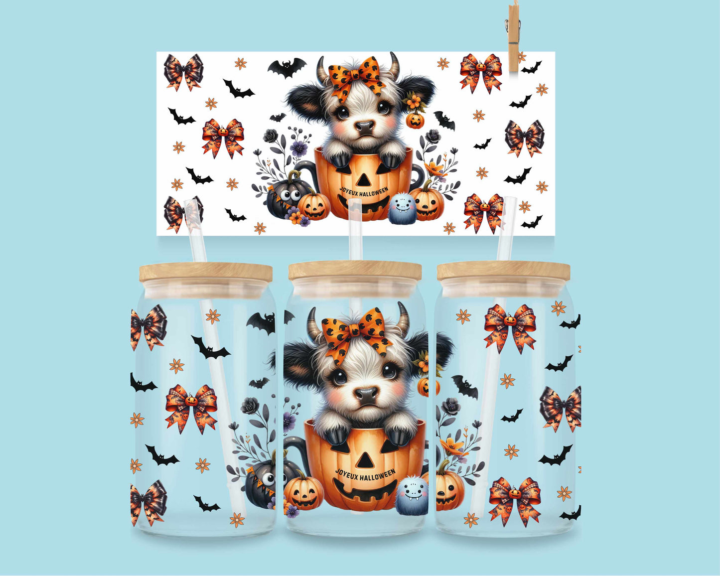 16oz Halloween Cow in Pumpkin No. 2 (ENG + FR)