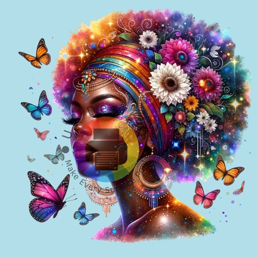 12 cm Afro vrouw - vlinders nr 2