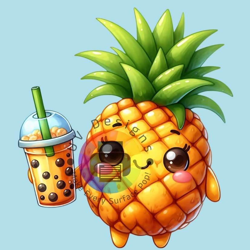 Ananas met bubble tea