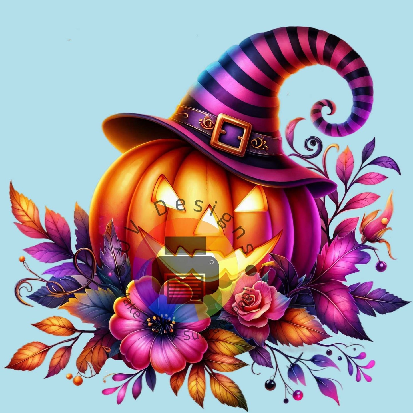 Pompoen met bloemen nr 7