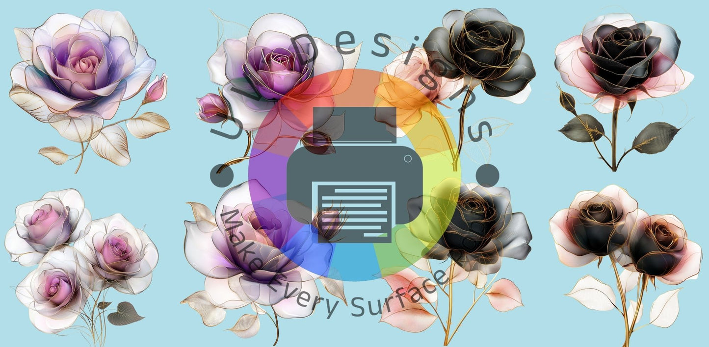 16oz paars & zwarte rozen