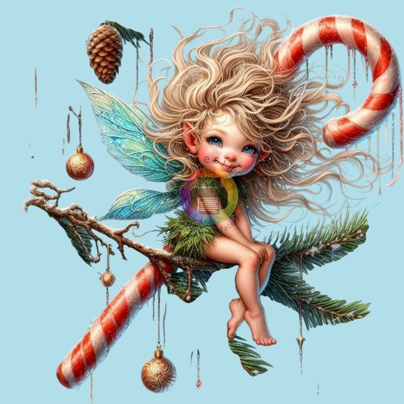 12 cm Christmas fairy on candy stick no. 3