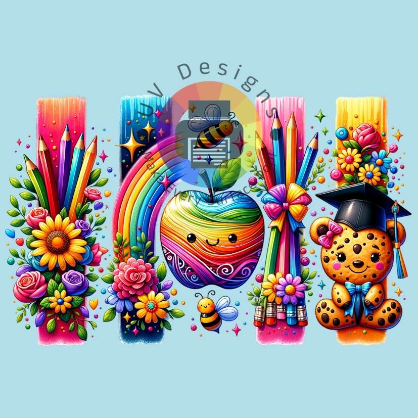 7 cm Regenboog appel - potloden en beertje