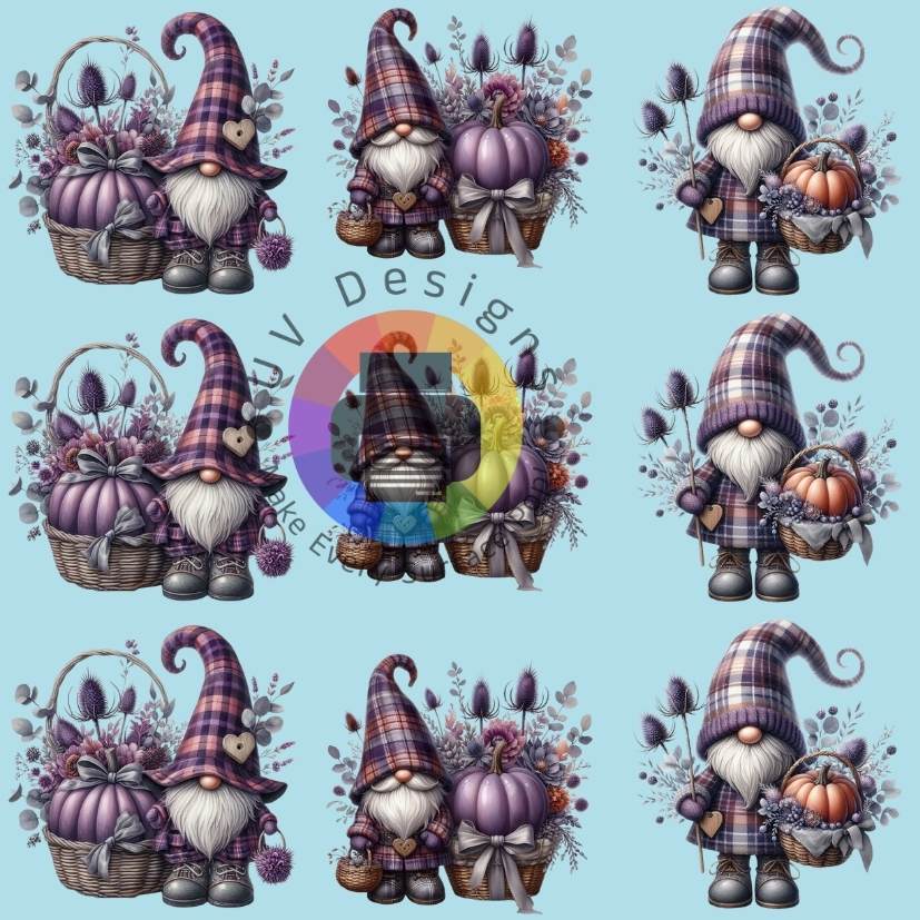 4 cm Kabouters met pompoen - paars nr 1