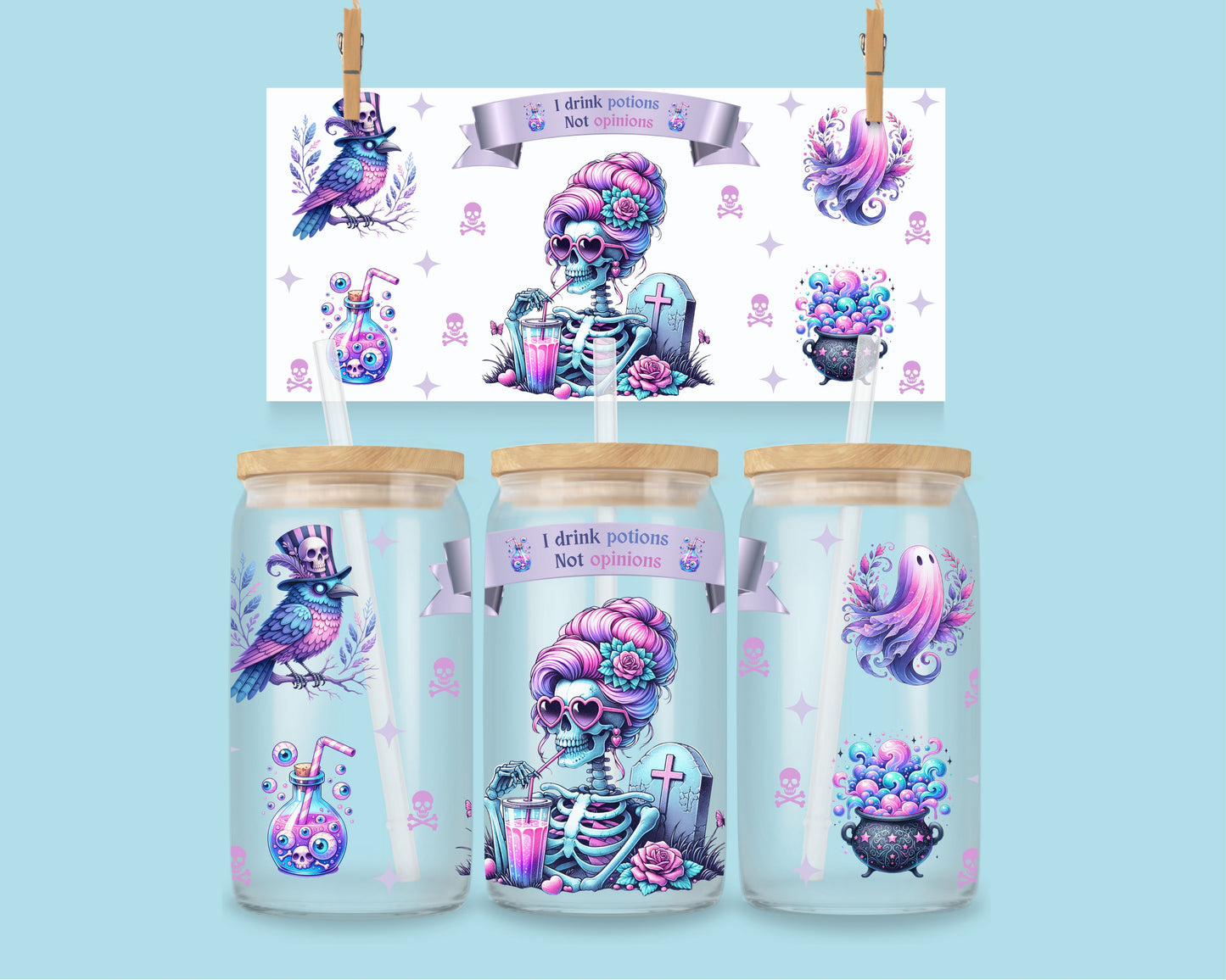 16oz I drink potions, not opinions - skull ( ENG & FR )