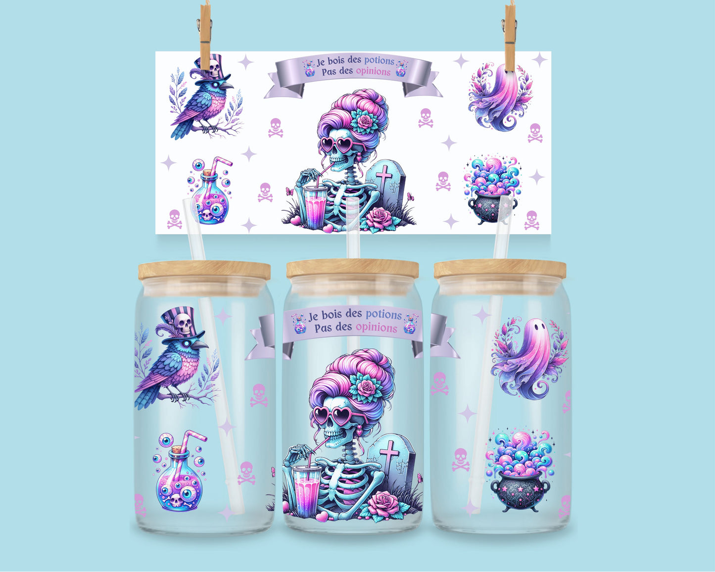 16oz I drink potions, not opinions - skull ( ENG & FR )
