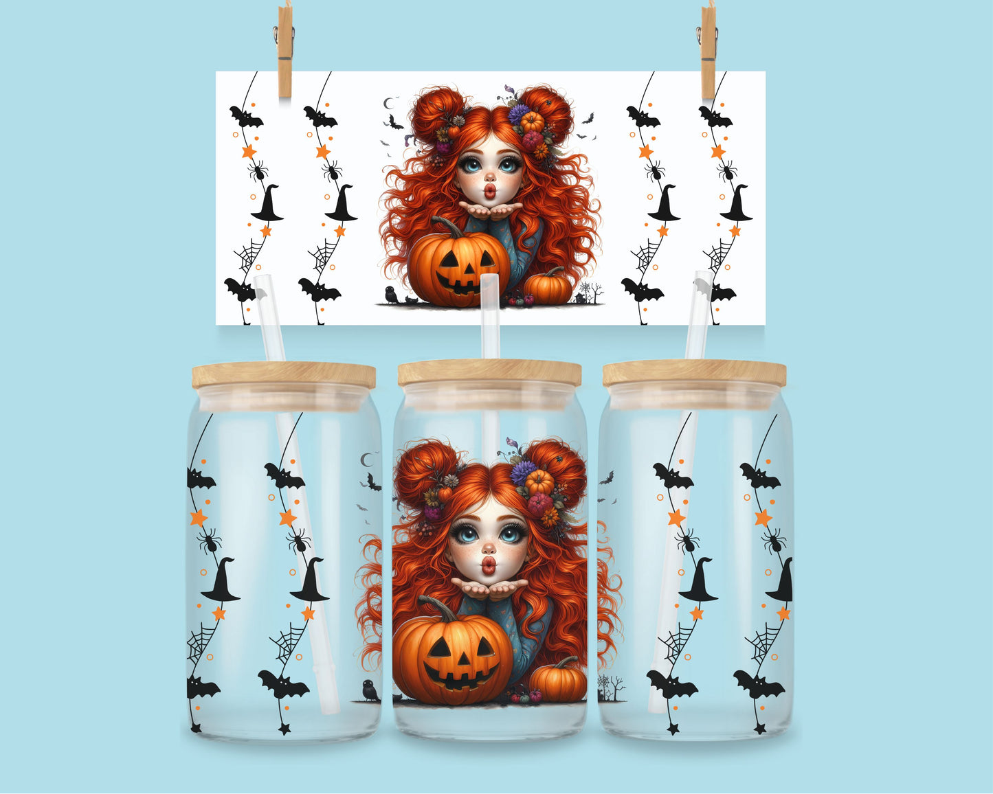 16oz Halloween with orange pumpkin and girl no. 2