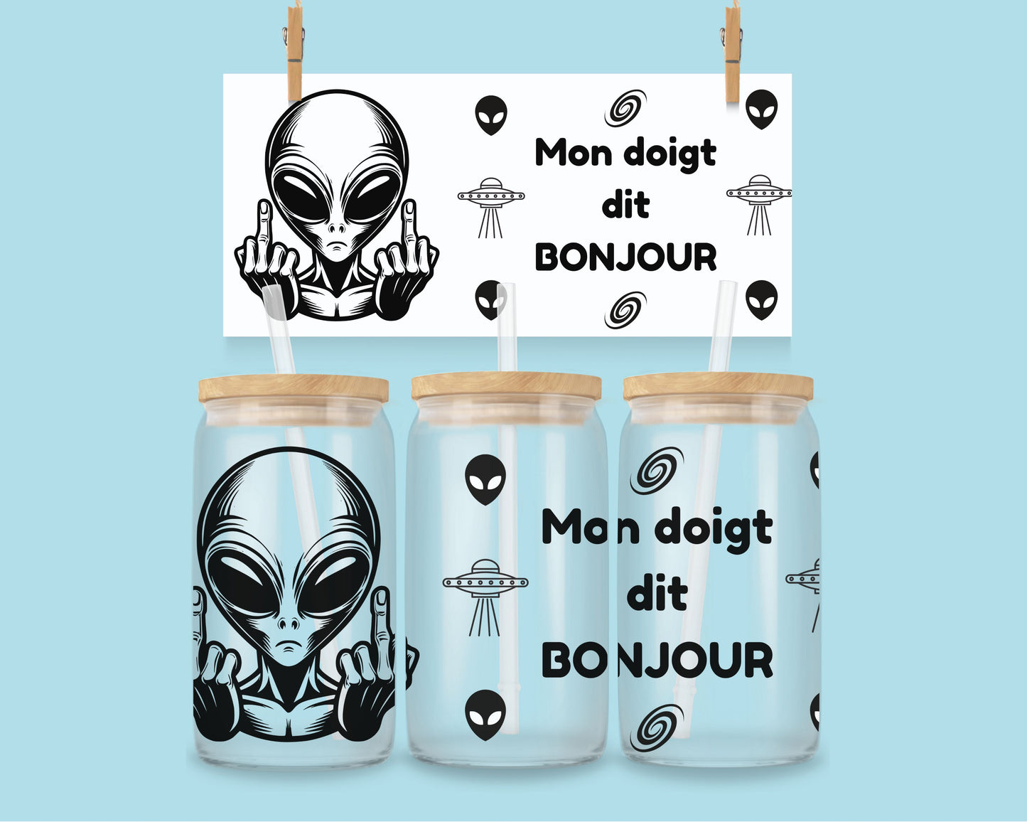 16oz Mon doigt dit bonjour - ET