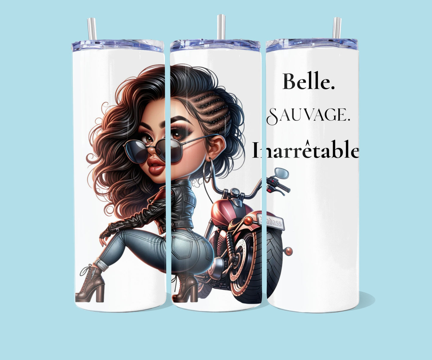 20oz Badass...Motorcycle Woman ENG + FR