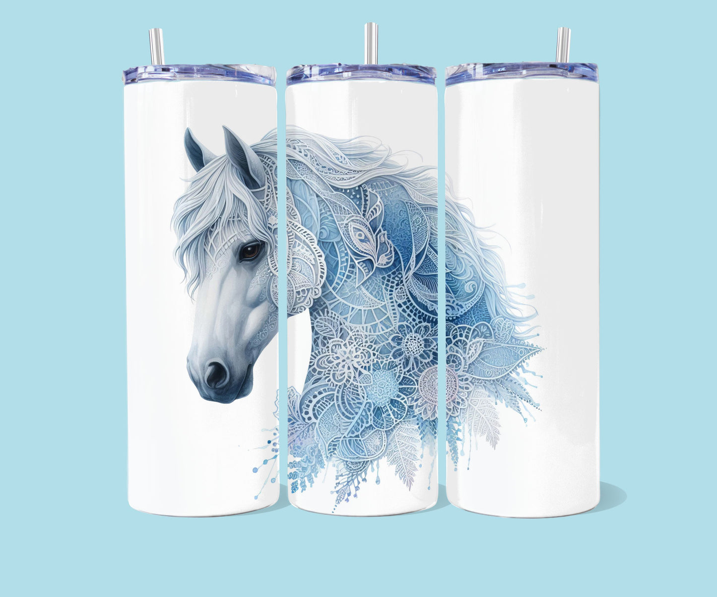 20oz Blauwe kant paard