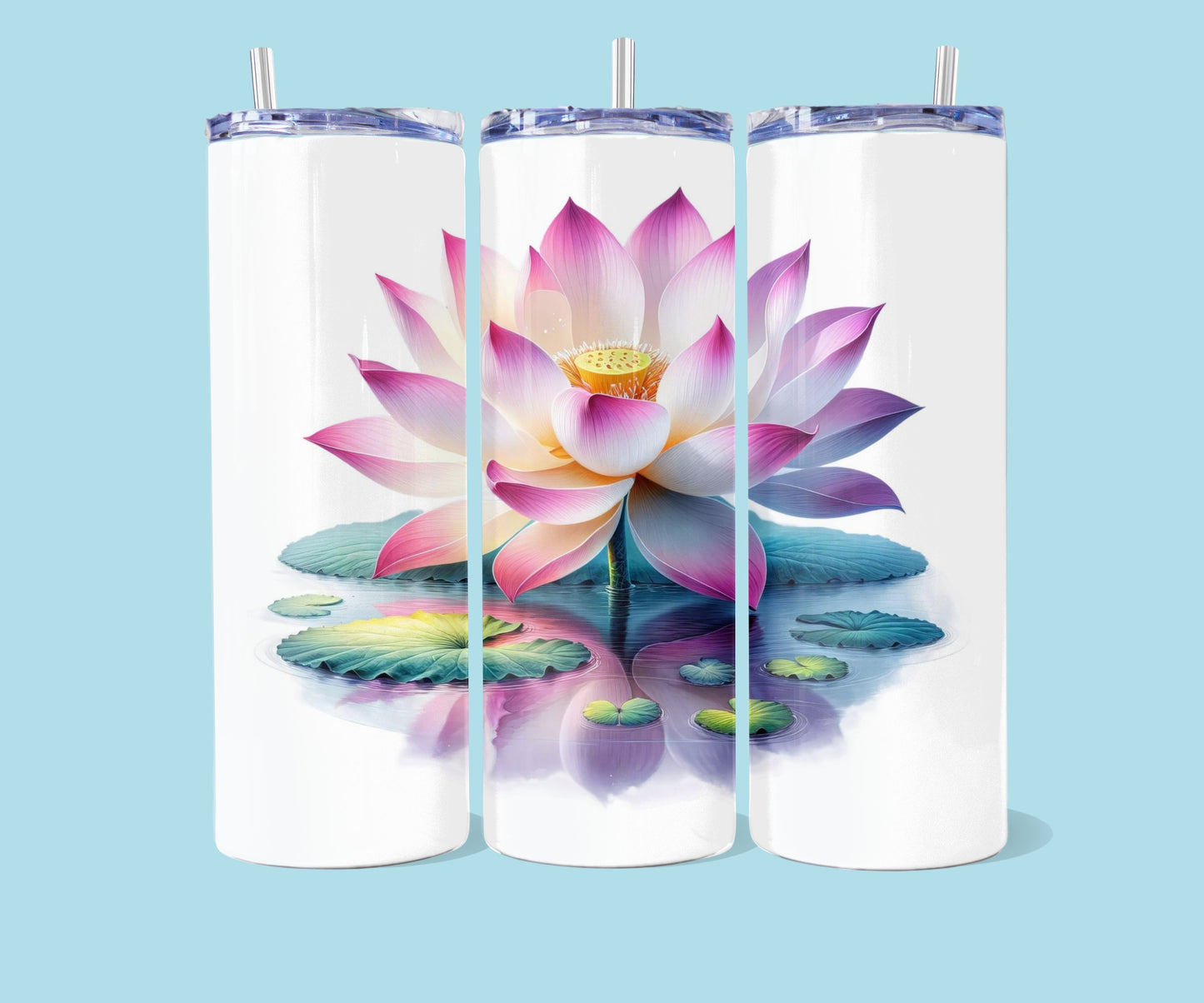 20oz White - Pink Lotus No. 1