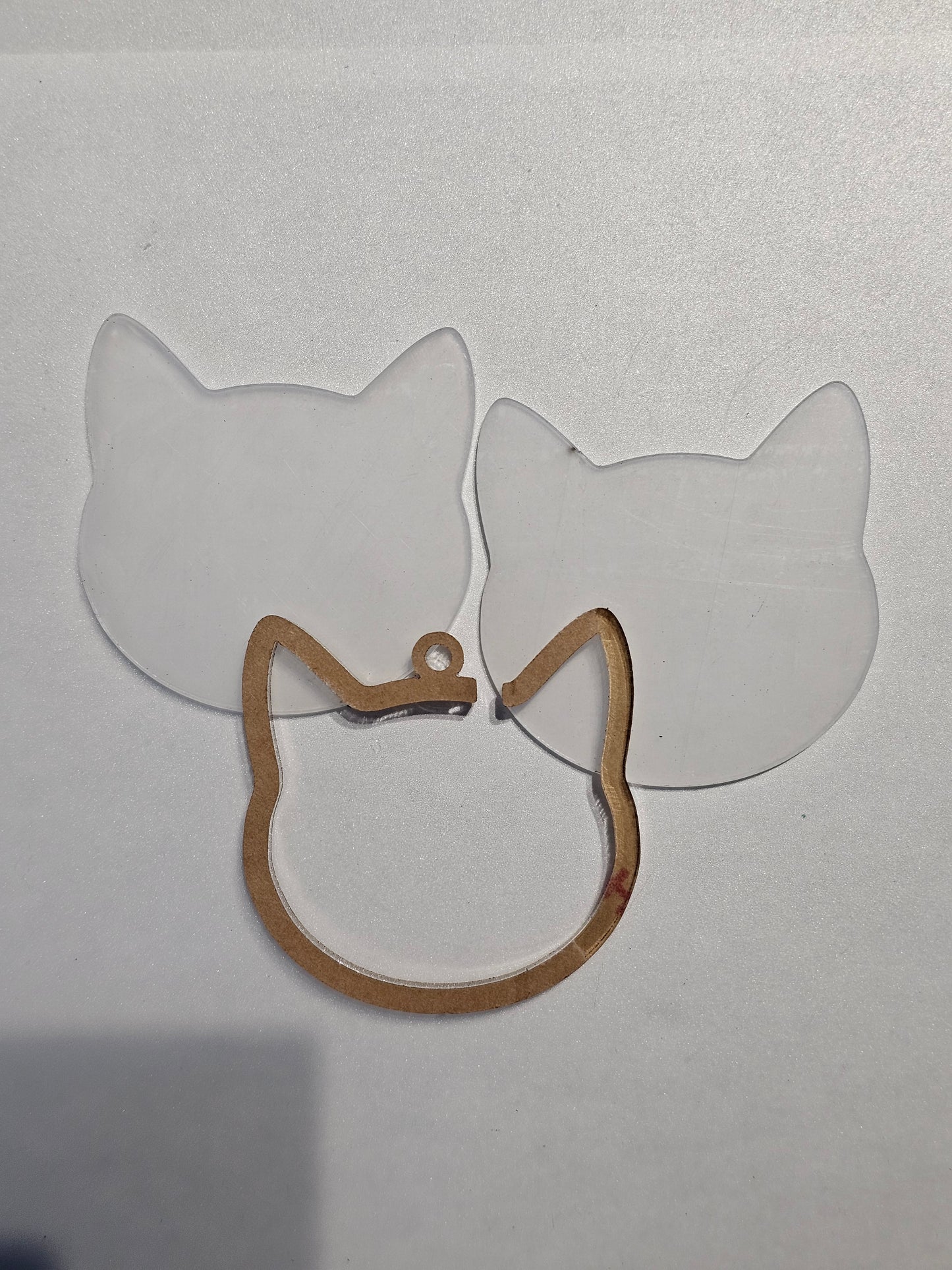 Acryl Kattenhoofd Snowglobe – DIY Sleutelhanger / Ornament (Blank)