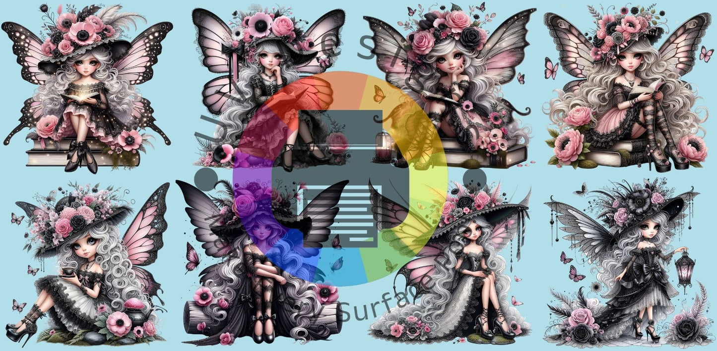 16oz Zwart - roze feeën