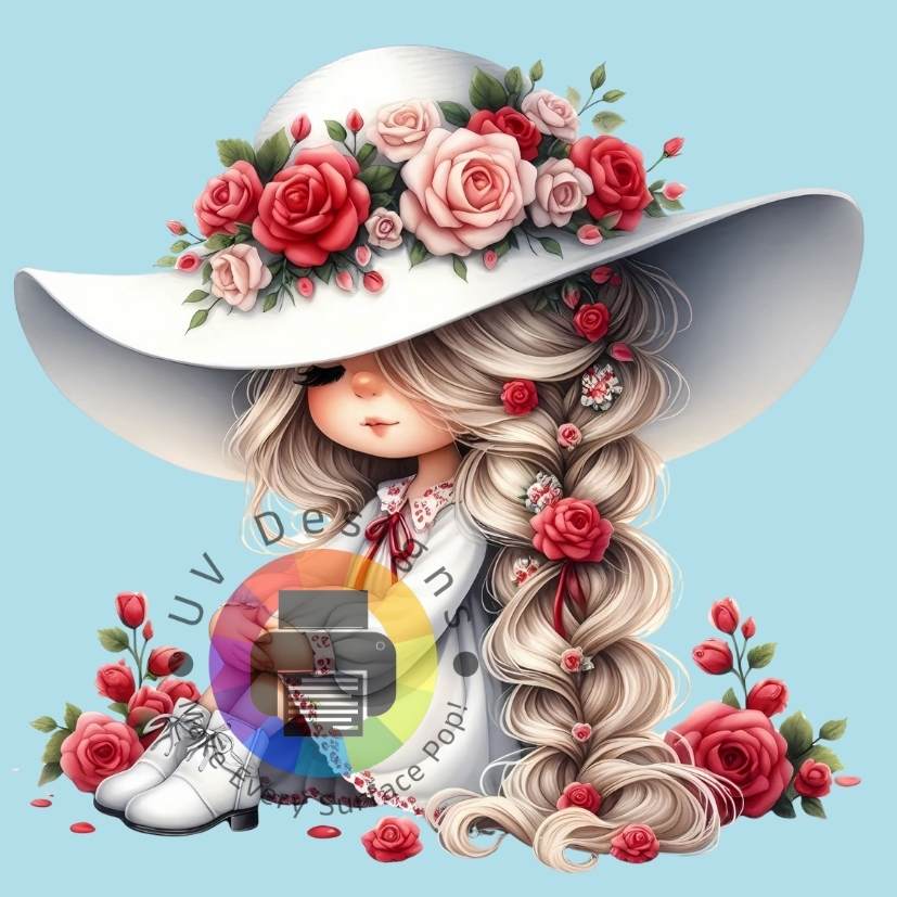 Meisje met witte hoed en rozen nr 1