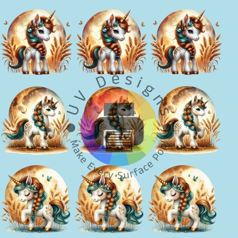 4 cm Herfst unicorn met volle maan