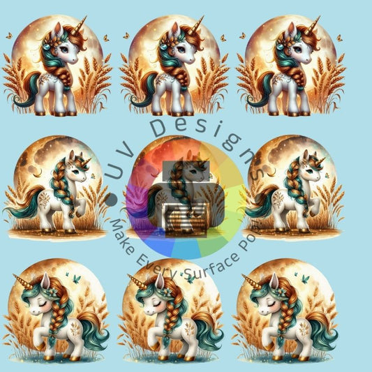 4 cm Herfst unicorn met volle maan