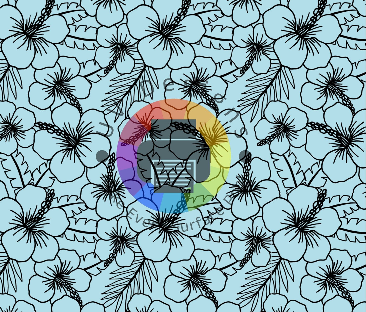 20oz Hibiscus outline - zwart