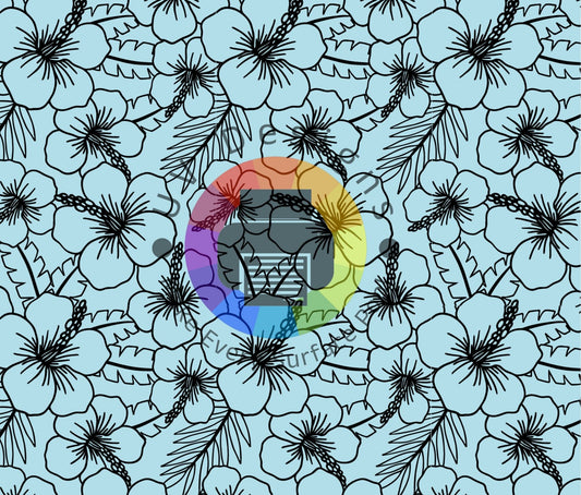 20oz Hibiscus outline - zwart