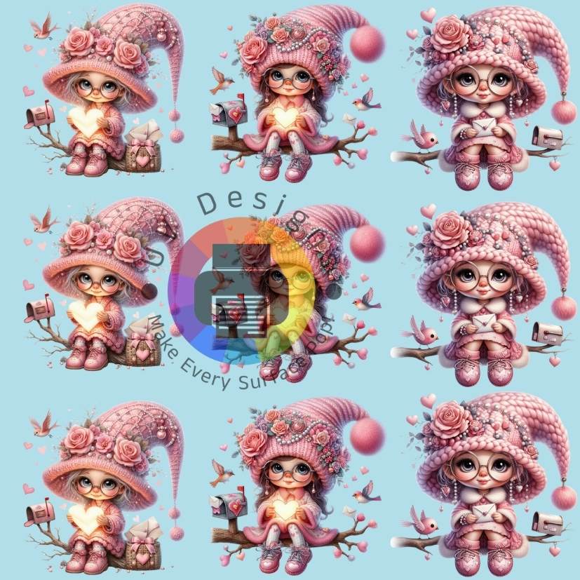 4 cm Meisje met roze hoed