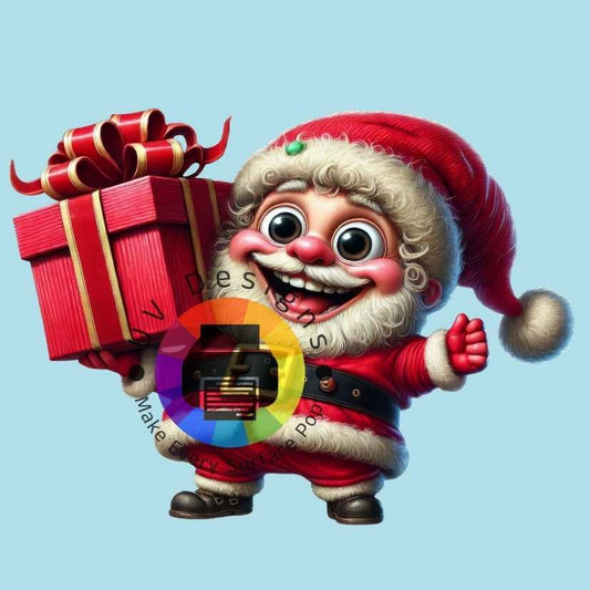 Funny Santa Claus with gift