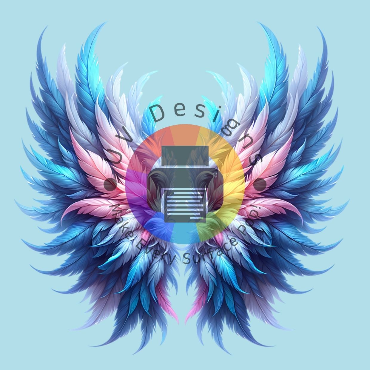 Blauw - roze engel vleugels