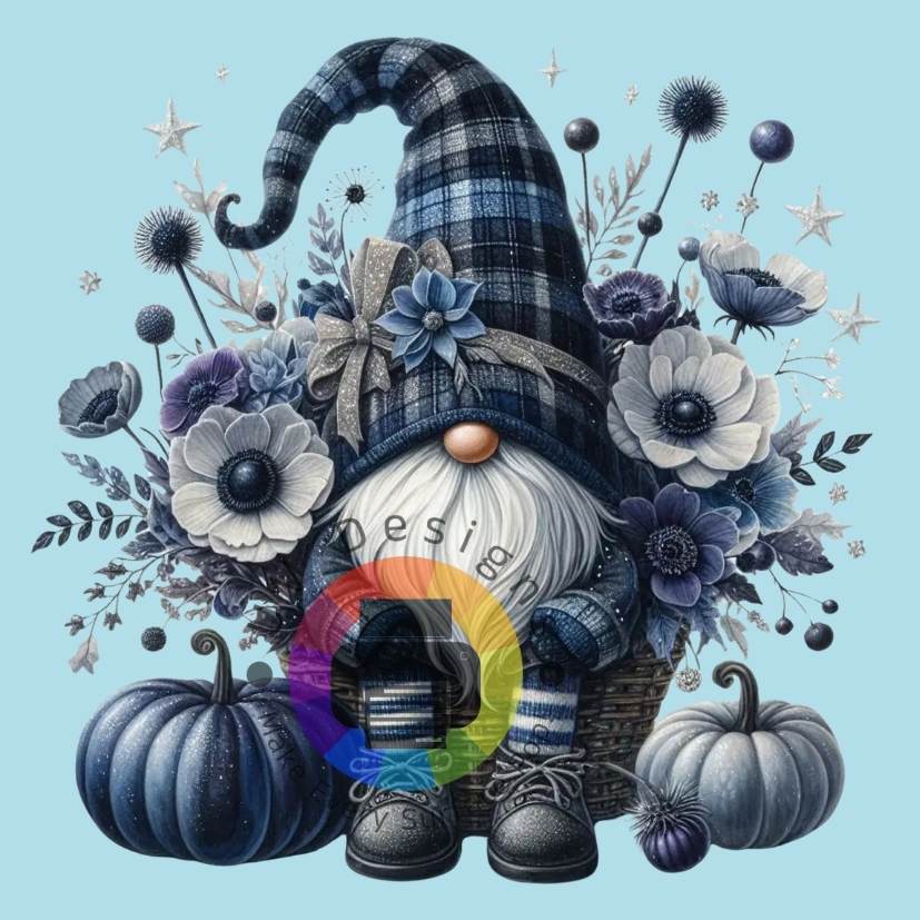 Kabouter met pompoen - blauw nr 1