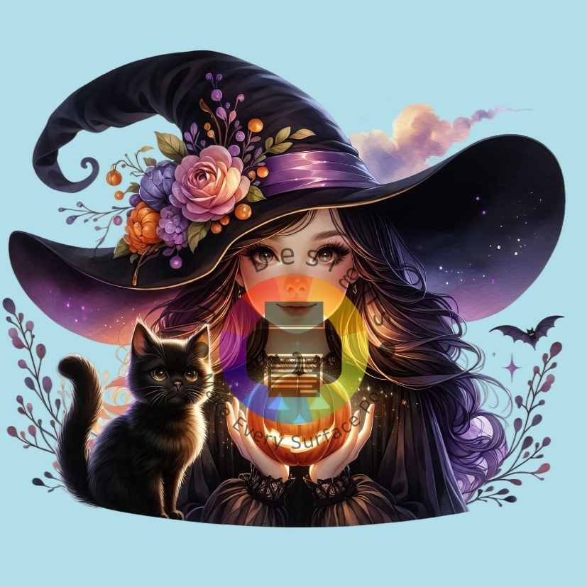 Heks met kat en pompoen