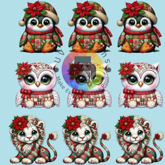 4 cm Christmas patched animals nr 2