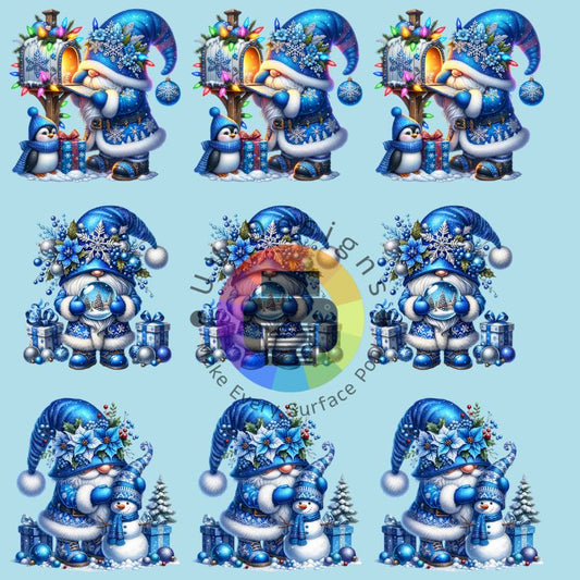 4 cm Blauwe kerst gnome nr 1