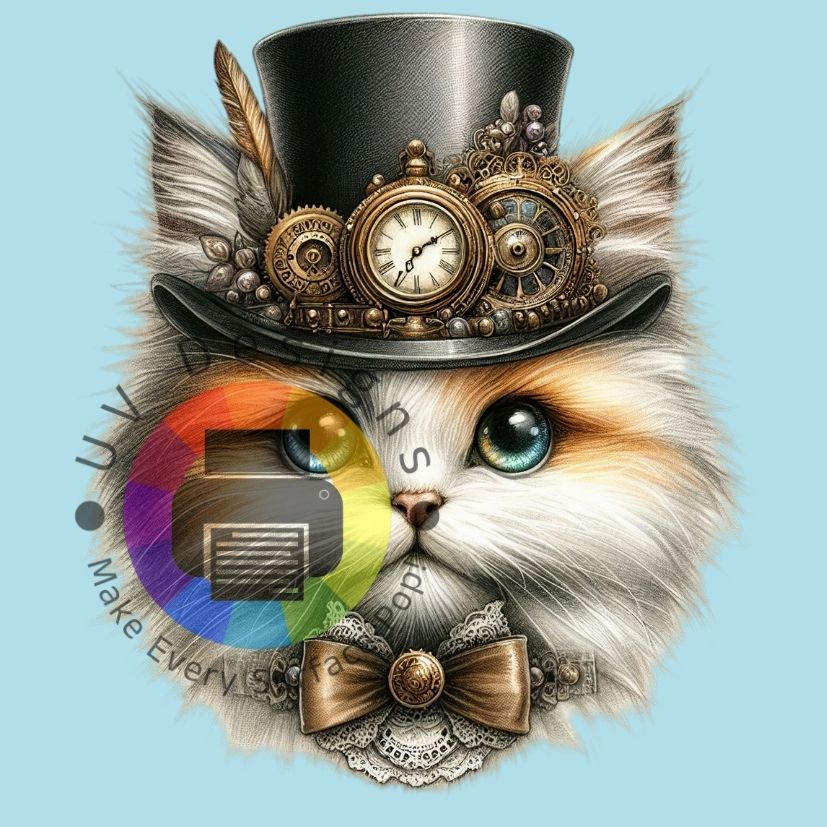 Steampunk kat met hoed