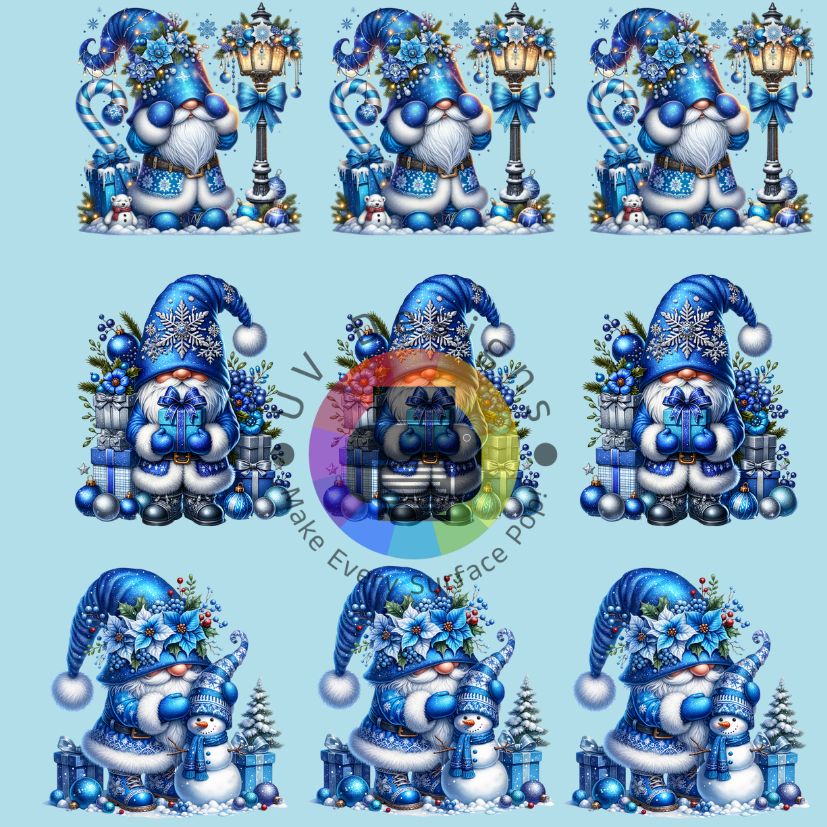 4 cm Blauwe kerst gnome nr 2