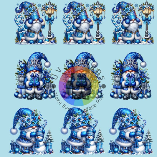 4 cm Blauwe kerst gnome nr 2