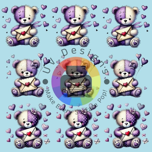 4 cm Love teddy - paars beige